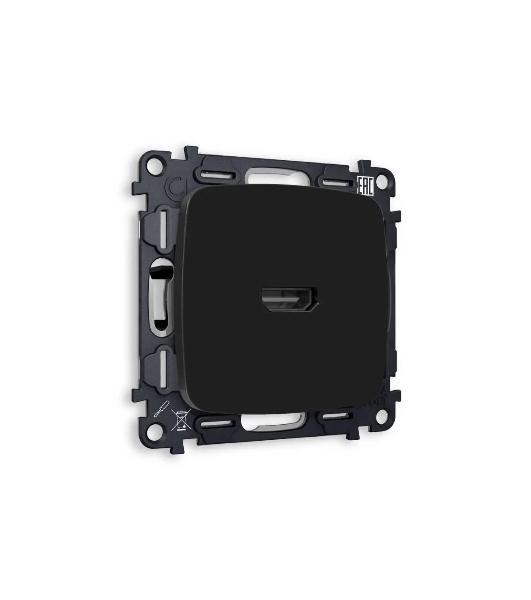 Комплект механизма розетки HDMI 2.0 OMEGA Черный матовый 40V/500mA 2.0GHz 5-18Gbit/s QUANT (OP8140, VM222) MO814010