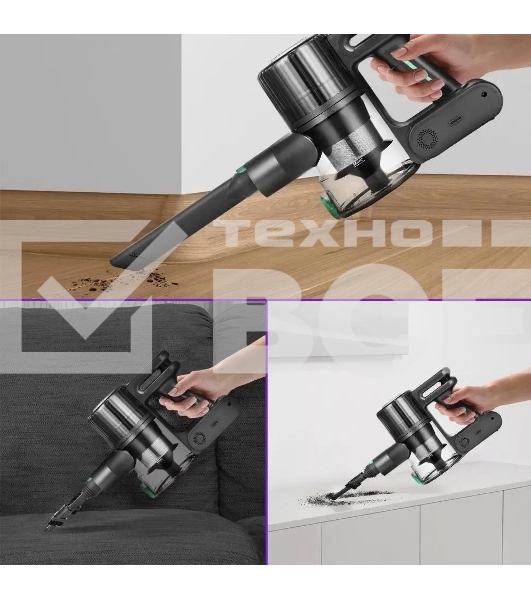 Пылесос вертикальный Kitfort КТ-5168-2 зеленый/черный, питание от аккумулятора, 75 Вт, уборка сухая, пылесборник 0.5 л, работа от АКБ max 32 мин.