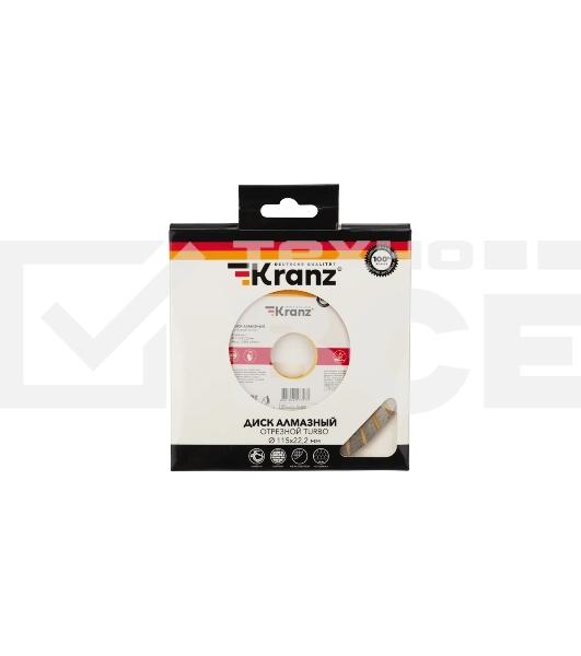 Диск алмазный отрезной Turbo 115x22.2 мм Kranz 