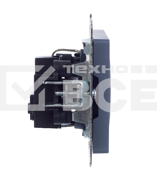 Розетка 1-местная IEK BRITE 16А РС11-1-0-БрМ с заземлением, без защитных шторок, 16А, маренго