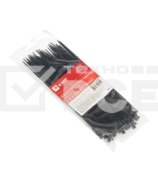 Хомут кабельный 2.5х200 нейл. черный (уп. 100 шт) EKF plc-cb-2.5x200