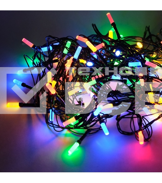 Гирлянда светод. Funray Лучики, SE-BEAM-110M, 10М, 100LED, мульти (4цв.),темно-зел.шн.0,7м,контр.