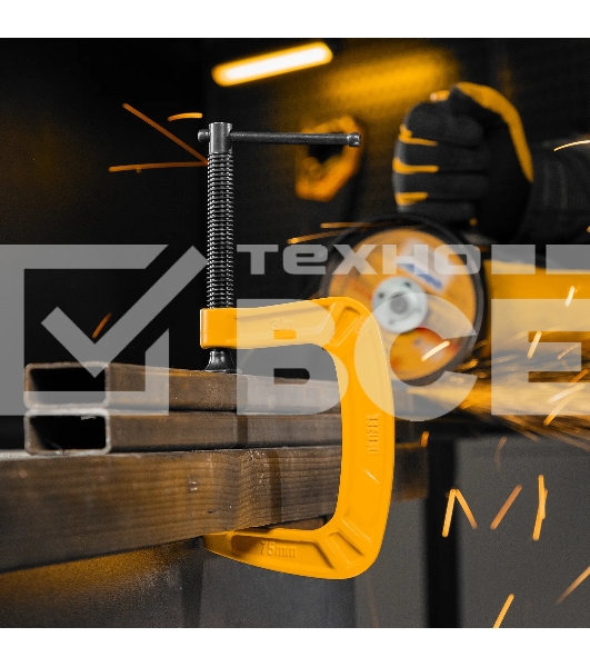 Струбцина Denzel G-образная усиленная, 75 мм