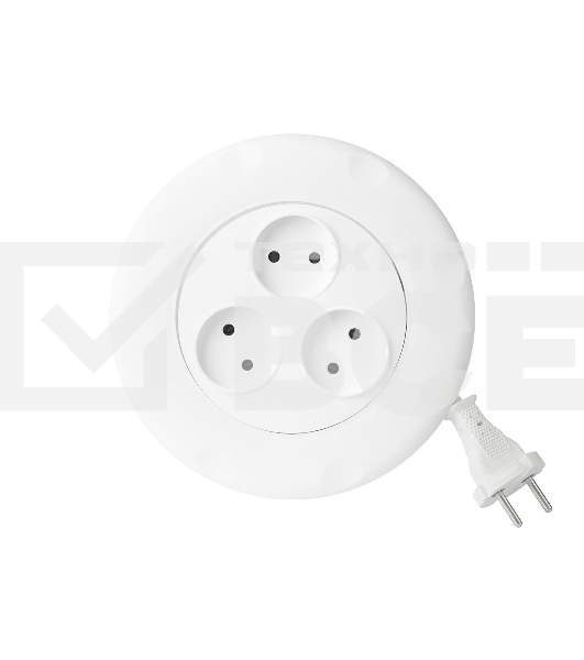 Удлинитель 3 гнезда 3 метра 10А/2,2 кВт, без заземления, круглый, белый (SBE-10-3-03-W)/40