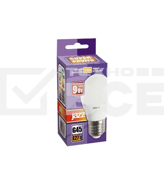Лампа светодиодная JazzWay PLED-SP G45 9Вт шар 3000К теплый белый E27 820лм 230В