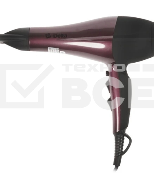 Фен Delta DL-0937 черный/бордовый, 2000 Вт, ионизация