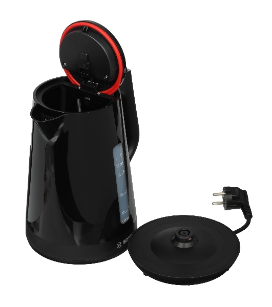 Электрочайник Bosch TWK1M123 черный, 1.7 л, 2400 Вт, скрытый нагревательный элемент