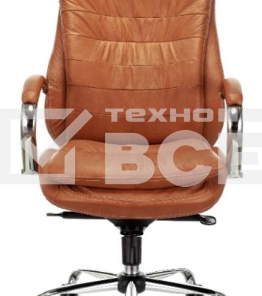Кресло руководителя Бюрократ T-9950 светло-коричневый Leather Eichel, кожа, крестов. металл хром