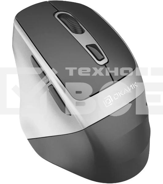 Мышь беспроводная Oklick 516MW черный/серебристый, 1600 dpi, радиоканал, Bluetooth, USB, кнопки - 6
