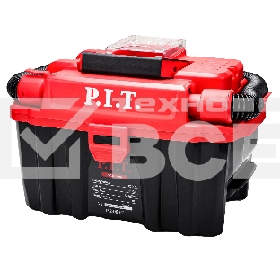 Строительный пылесос P.I.T. PVC20H-10A SOLO красный, питание от аккумулятора, 200 Вт, уборка сухая/влажная/выдув, пылесборник 10 л