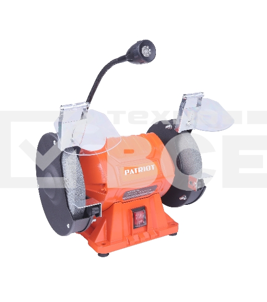 Станок заточной PATRIOT Expert GM 150 PL, подсветка, 375Вт, 2980об/мин,150мм диск, А36/А60 зерн, посадочный 12.7мм, асинхронный, адаптер на круги 32 мм