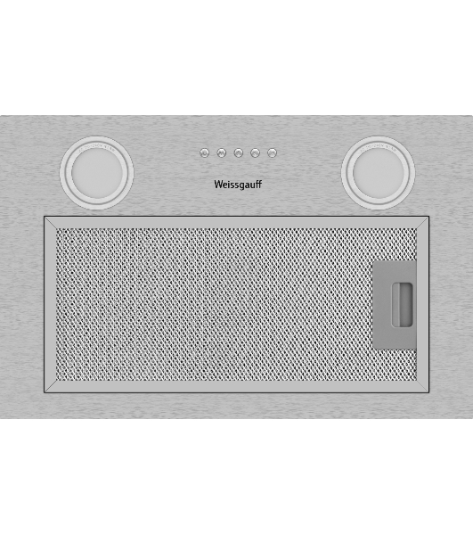 Вытяжка кухонная встраиваемая Weissgauff BOX 455 Inox управление кнопочное, нержавеющая сталь