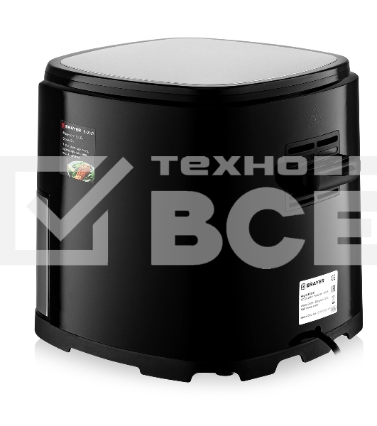 Аэрогриль BRAYER BR2037 чёрный/серебристый, 1500 Вт, 5 л, упр. - сенсор, программ - 7