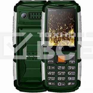 Мобильный телефон BQ 2430 Tank Power Green&silver 2.4” 240x320/32+32Mb/BT/2Sim/microSD/0.3Mp/4000mAh/Powerbank