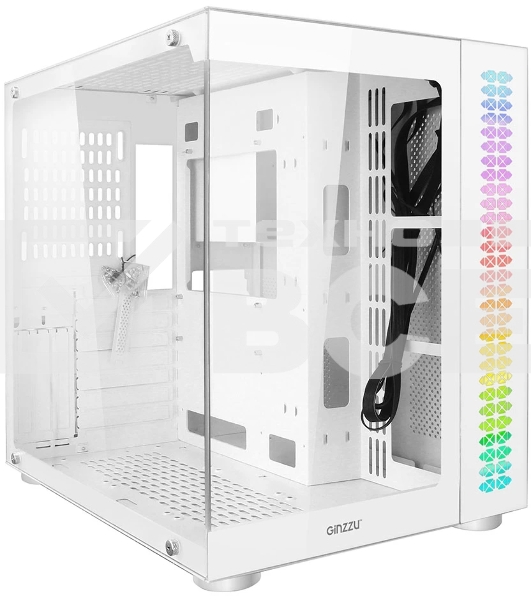 Компьютерный корпус Ginzzu V580 RGb подсветка, закаленное стекло 1хUSB 3.0,1хUSB 2.0, AU белый ATX