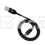 Кабель Maxvi MC-15T black, USB-A - Type-C, 2A ток макс. нагрузки 2А, макс. напряжение 5V; стандарт USB 2.0; плоский кабель, длина 1м, оплетка TPE, металлические корпуса разъемов, цвет черный, фото2