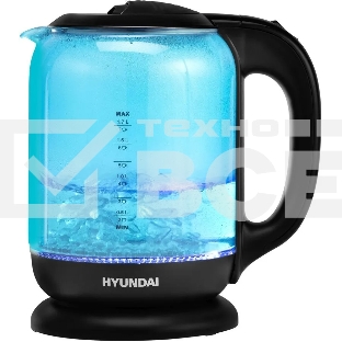 Чайник электрический Hyundai HYK-G2806 1.8л. 2200Вт голубой/черный (корпус: стекло)