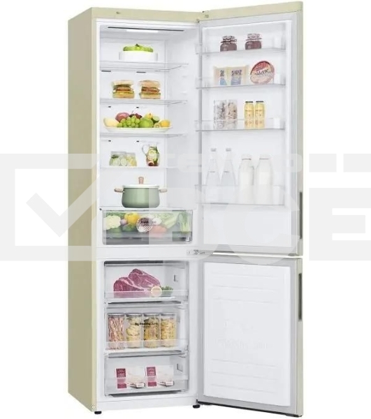 Холодильник LG GA-B509CEWL бежевый двухкамерный 277/107л морозилка снизу, No Frost