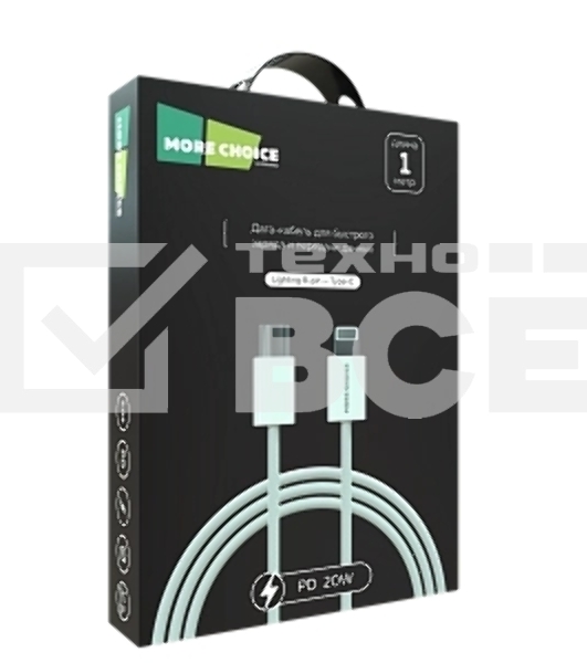 Кабель MORE CHOICE (4620202550408) K73i USB 3.0A PD 20W для Lighting 8-pin Type-C - нейлон 1м белый