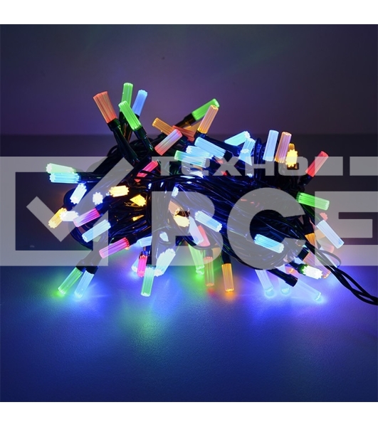 Гирлянда светод. Funray Лучики, SE-BEAM-110M, 10М, 100LED, мульти (4цв.),темно-зел.шн.0,7м,контр.