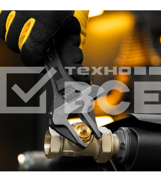 Ключ разводной Denzel 155 мм, CrV, кованый, укороченная рукоятка