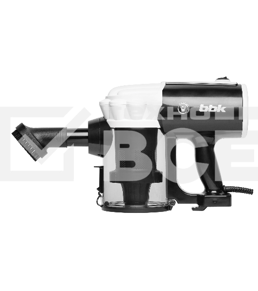 Пылесос вертикальный BBK BV2512 черный/белый, питание от сети, 100 Вт, уборка сухая, пылесборник 0.5 л