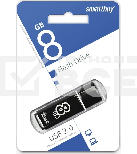 Флеш диск Smartbuy USB Drive 8Gb Glossy series Black SB8GBGS-K