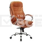 Кресло руководителя Бюрократ T-9950 светло-коричневый Leather Eichel, кожа, крестов. металл хром, фото 1