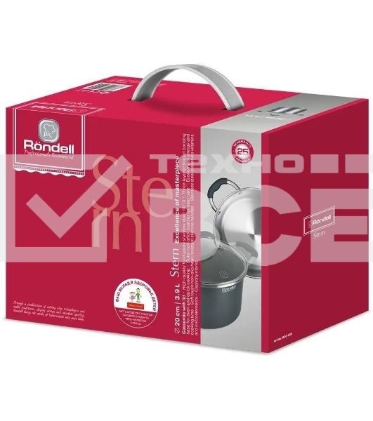 Кастрюля Rondell Stern RDS-010, 3.9л, 20см, с крышкой, серый