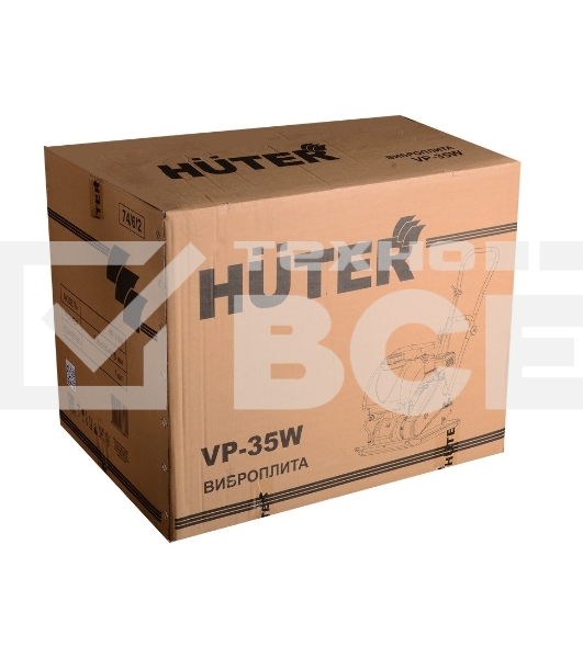 Виброплита бензиновая Huter VP-35W 4870 Вт 6.5 л.с., 25 кН, подошва 580х500 мм, 1050 м2/ч, 105 дБ