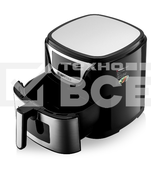 Аэрогриль BRAYER BR2037 чёрный/серебристый, 1500 Вт, 5 л, упр. - сенсор, программ - 7