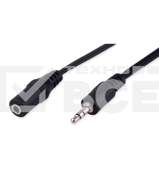 Кабель-удлинитель аудио Cablexpert CCA-423-2M-N, Jack 3.5(M)/Jack 3.5(F), 2м, черный, пакет