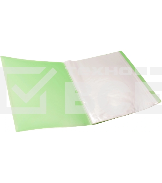 Папка-портфолио с 40 прозрачными вкладками Silwerhof Create SCR-P40GRN A4, пластик, 0.7мм, карман на лицевой стороне, зеленый