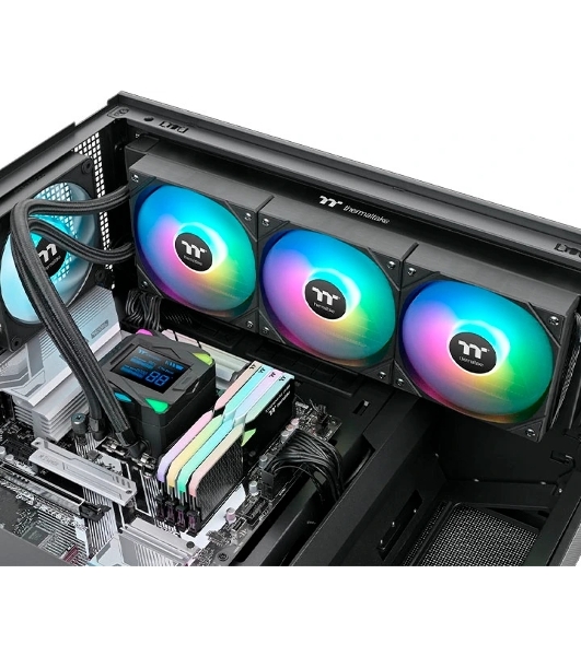 Система жидкостного охлаждения Thermaltake LA360-S ARGB Soc-AM5/AM4/1200/1700/1851 черный 4-pin 38.35dB Al+Cu LCD 360W Ret (CL-W462-PL12SW-A)