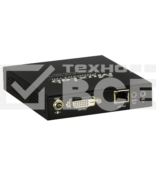 Приемник-декодер DVI, USB2.0 и KVM over IP, сжатие JPEG2000, с PoE MuxLab 500771-RX