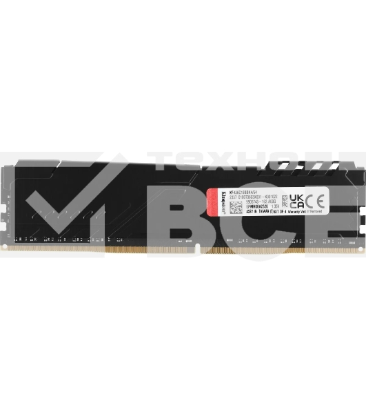 Оперативная память Kingston Fury Beast, DDR4, 64GB (4x16GB), 3600MHz, CL18, радиатор, чёрный