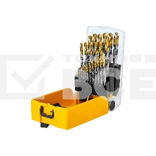 Набор сверл по металлу Denzel 1-13 мм, Р6М5-TiN, Golden Tip, 25 шт 723009