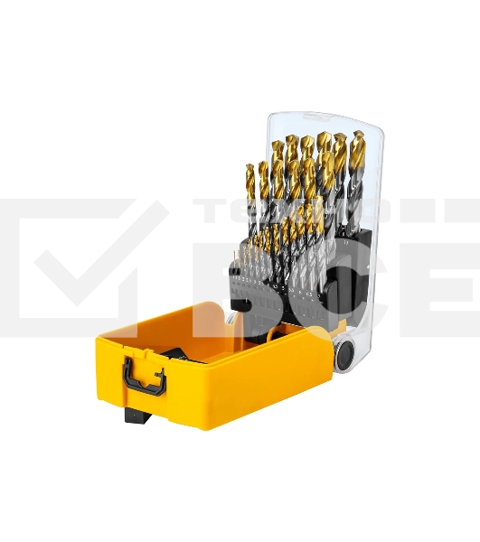 Набор сверл по металлу Denzel 1-13 мм, Р6М5-TiN, Golden Tip, 25 шт 723009
