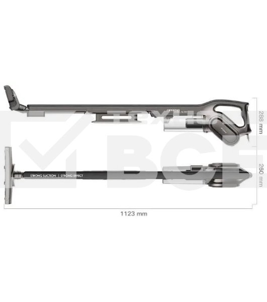 Пылесос вертикальный DEERMA Combo DX700S серый/черный, питание от сети, 210 Вт, уборка сухая, пылесборник 0.8 л