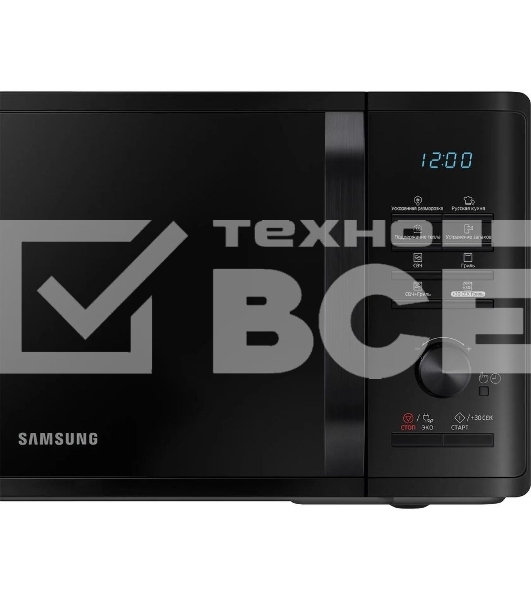 Микроволновая печь Samsung MG23K3515AK/BW черный, 23 л, 800 Вт, переключатели - кнопки, поворотный механизм