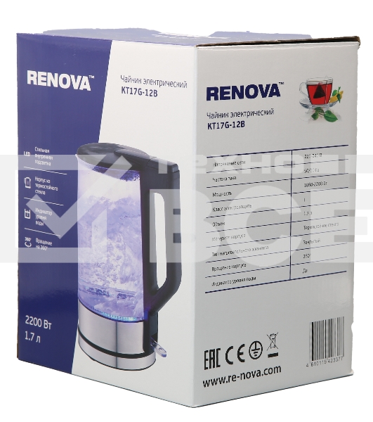 Чайник электрический Renova KT17G-12B