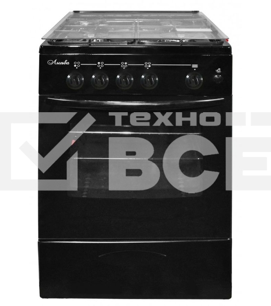 Плита газовая Лысьва ГП 400 МС -2у черный, конфорок 4 газовых, духовка 57 л, 50 см x 84 см x 60 см