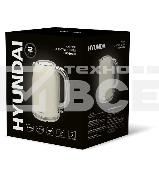 Чайник электрический Hyundai HYK-S9900 1.7л. 2200Вт молочный/серебристый корпус: металл