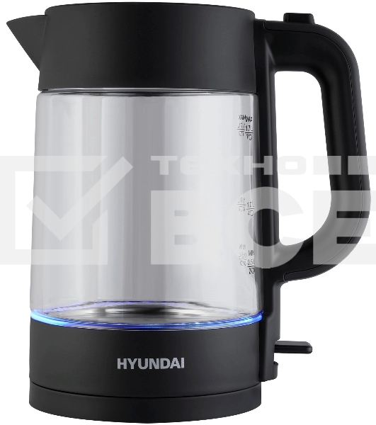 Чайник электрический Hyundai HYK-G7707 1.7л. 2200Вт графит корпус: стекло