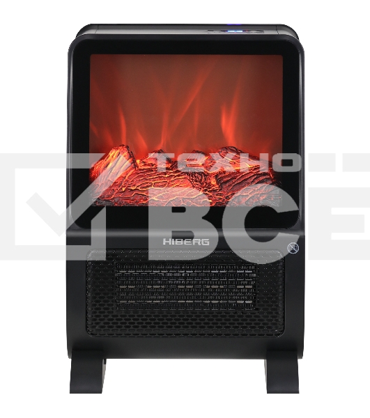 Тепловентилятор HIBERG TSF 3000 B, черный, 2000 Вт, 30 м2, с 3D - камином