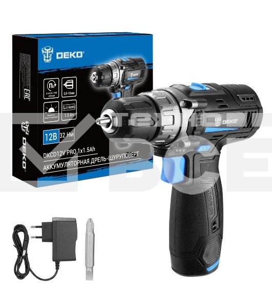 Дрель-шуруповерт аккумуляторная Deko DKCD12V PRO, 20В, 1 АКБ