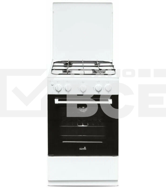 Плита газовая Cezaris ПГ 2150-04 белый, конфорок 4 шт, духовка 43 л, 51 см x 85 см x 55 см