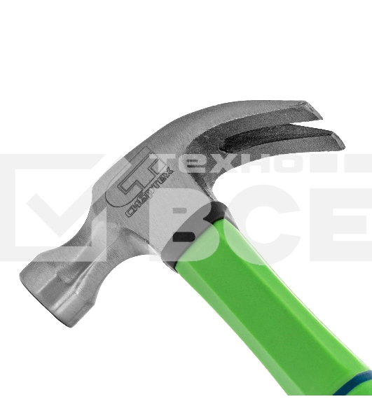 Молоток-гвоздодер Сибртех 450 г, фибергласовая обрезиненная рукоятка