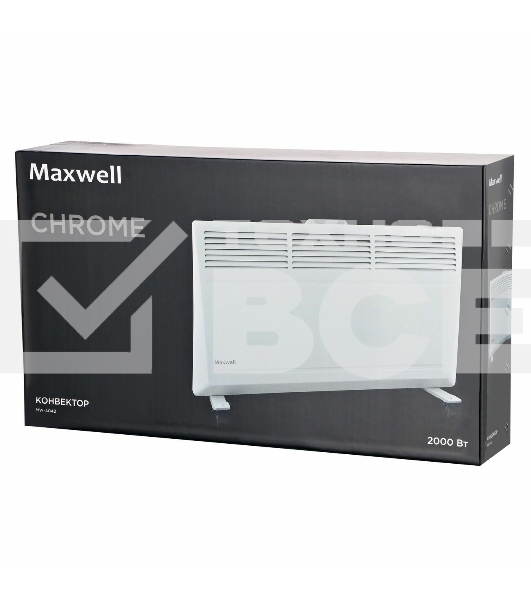 Конвектор Maxwell MW-4042, белый, 2000Вт, 25 м2,