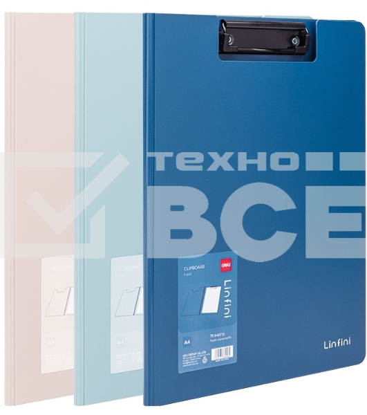 Папка-планшет Deli EF404 A4 полипропилен, ассорти с крышкой